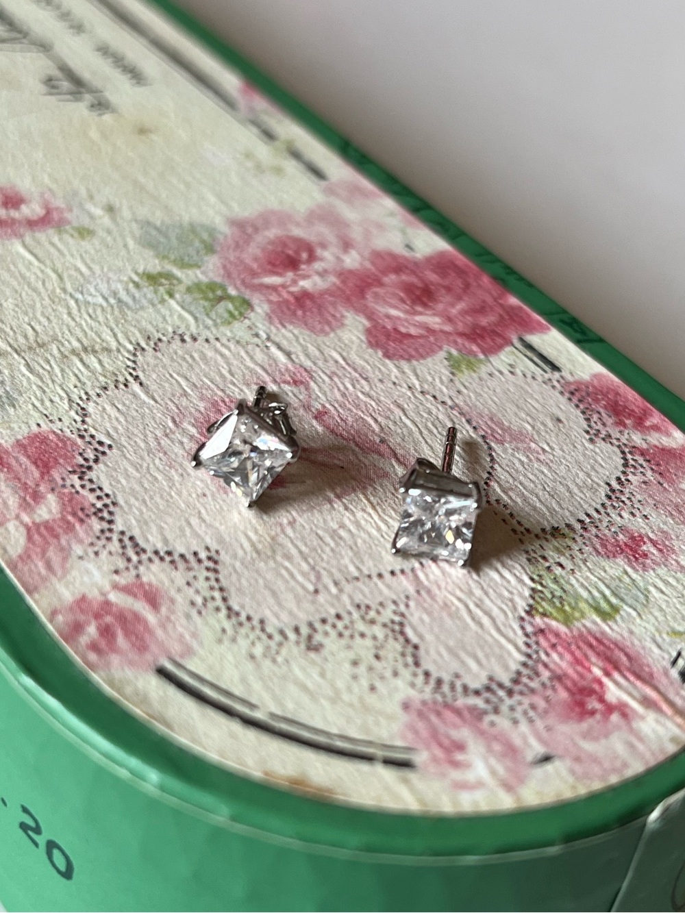 Zara Clear Square Crystal Stud Earrings in Silver-Tone